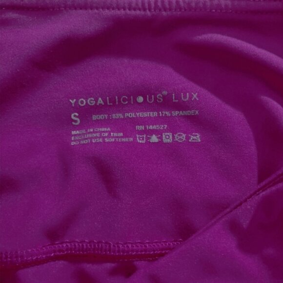 YOGALICIOUS [LUX] "Lenox" High Rise No Show Fushia Leggings with Pockets- S - Picture 11 of 12
